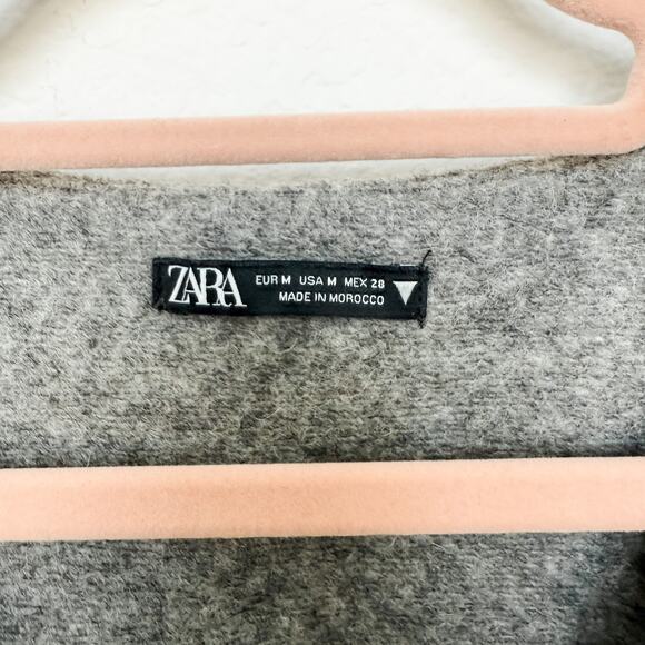 Zara Wool Blend V Neck Boxy Sweater Gray Size Medium - Picture 5 of 8